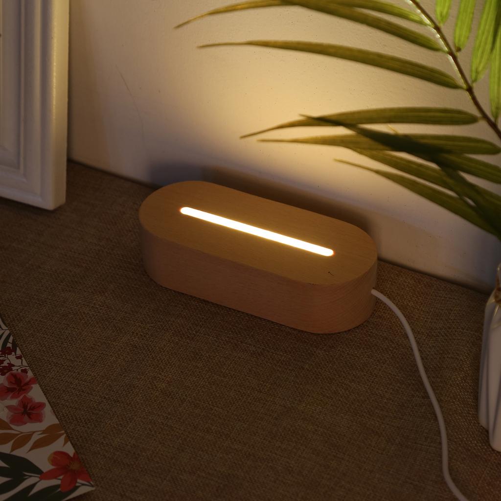 5 Stück Rechteckige Solide Holz-LED-Basisleiste Leuchtende Basis USB-beleuchteter Displayständer für Harzbuchstabenlampe Glas Harz Kunstlichter