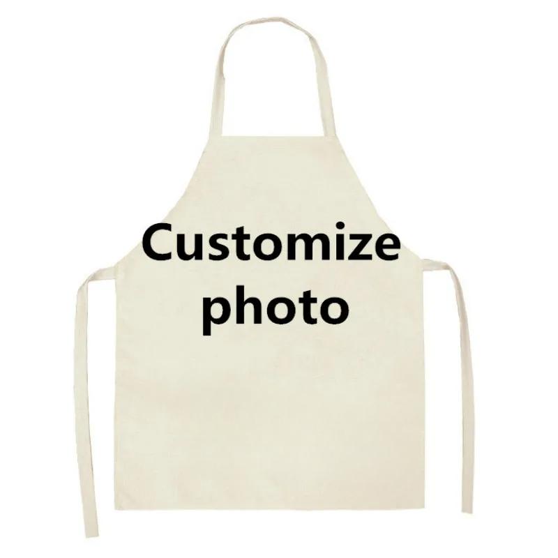 Customized Photo Aprons Kitchen Apron for Woman Waist Baking Bib Kitchen Cooking Pinafore Cleaning Tools tablier enfant