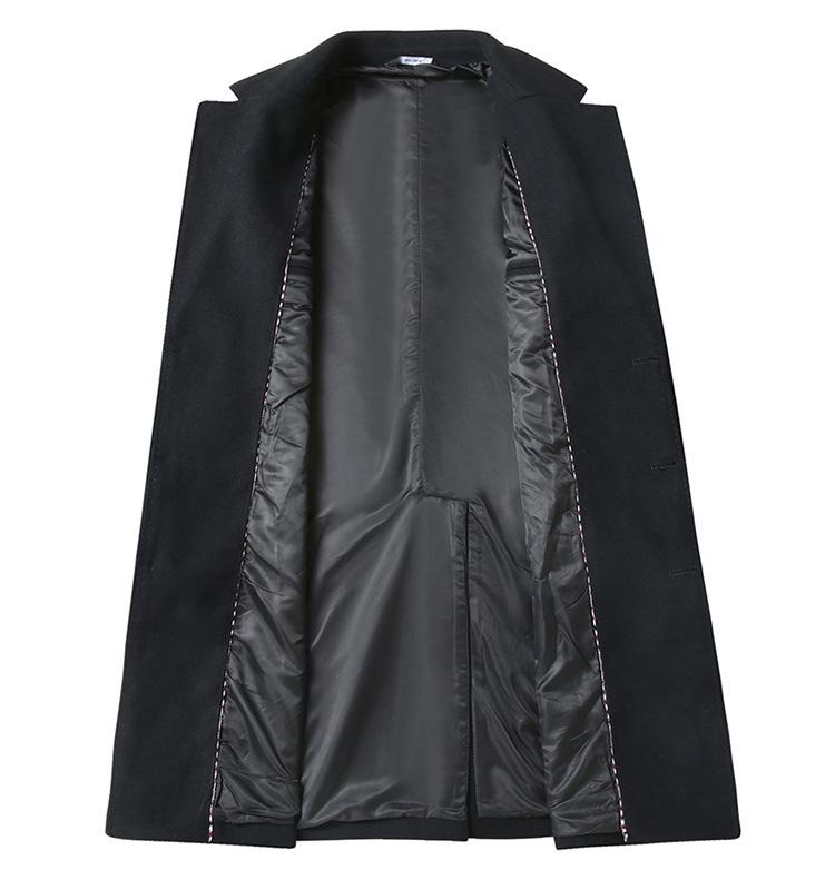 Męski płaszcz wełniany plus size - Jesienno-zimowy Długi, Casualowy, Ciepły