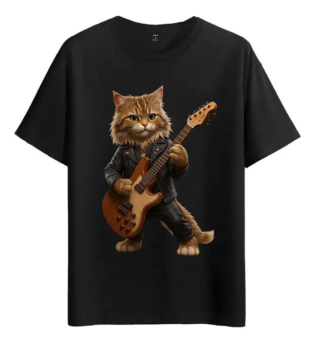 Tshirt Muscle Freaks Gato Guitarrista Estilo Rockero Gato