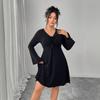 This Is A Sexy V-neck Lace-up Dress That Makes Women Look Slimmer and Covers Their Bellies