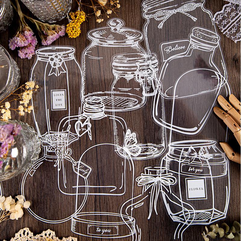 Decoration of Glassware, Hand-held Items, DIY Bottles, Stickers, Transparent Bookmarks, PET Glass Bottles, Stickers, Decoration
