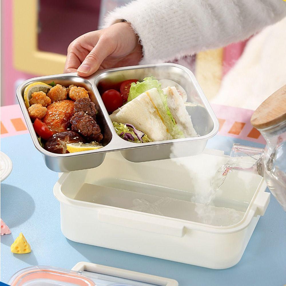 2/3 Compartments Portable Food Container Sealed Design Divided Lunch Plate  Outdoor Activities