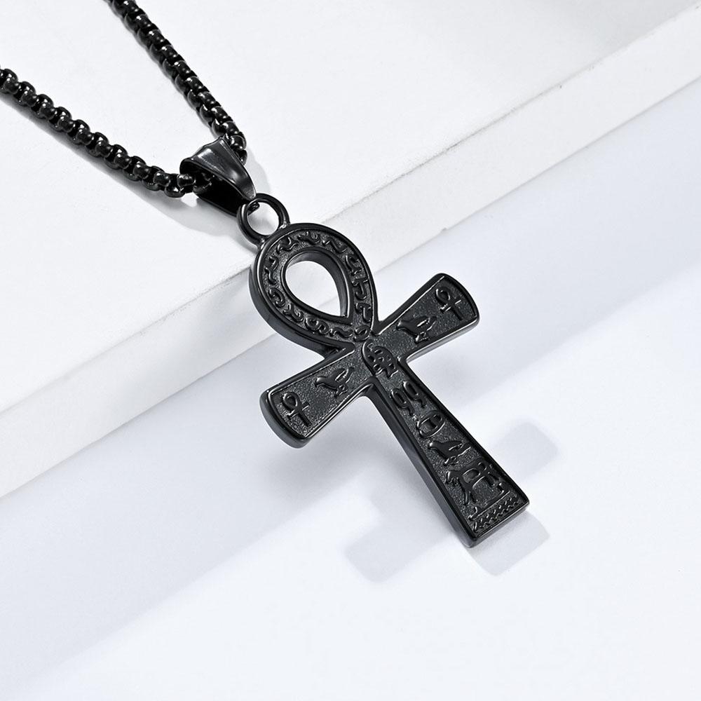 Ägyptisches Symbol Ankh-Kreuz Titanstahl Halskette Weihnachtsfeiertagsgeschenk
