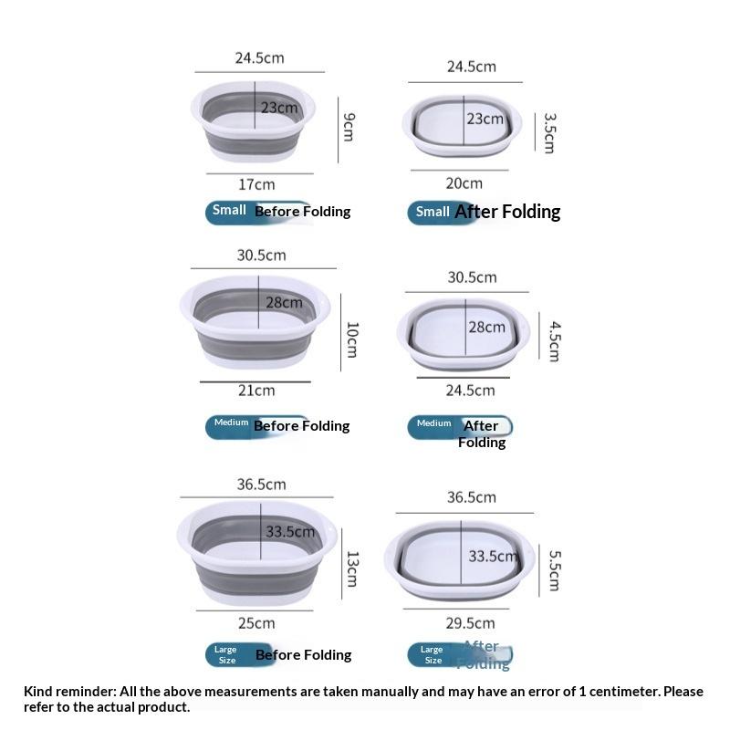 3Pcs Foldable Washbasin Dormitory Student Washbasin Portable Travel Plastic Compression Basin Folding Water Basin Household
