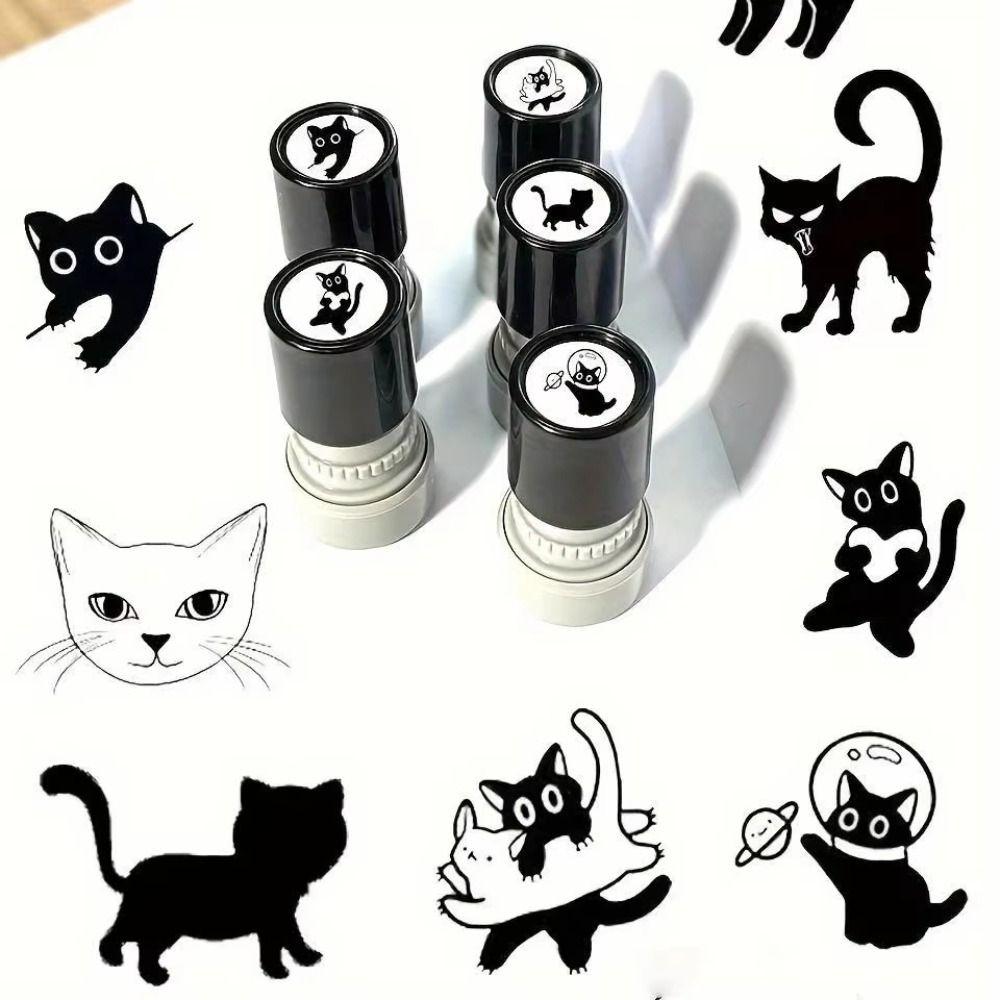 Cat Designs Black Cat Stamp Diary Collage Cartoon Stamps Durable Kitten Stamp  Stationery