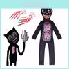 Siren Head Kid Black Cat Jumpsuit Cosplay Costume Bodysuit Halloween Party