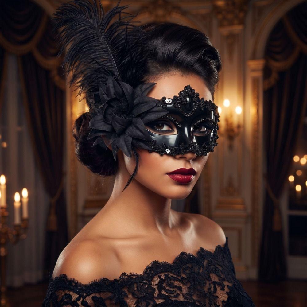 Multicolor Half-Face Mask Flower Masquerade Ball Mask Novelty Feather Mask Girl