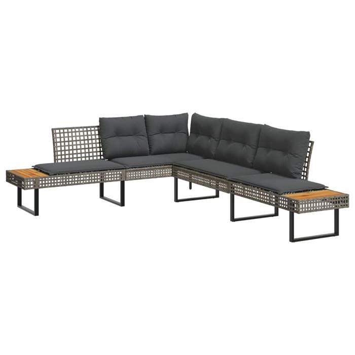 VidaXL Garden Furniture Set with Cushions 5 Pcs Grey Braided Resin Acacia 3277499