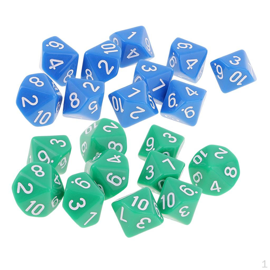 

Набор из 20 акриловых 10-гранных цифровых кубиков D10 для RPG-аксессуара 16 мм