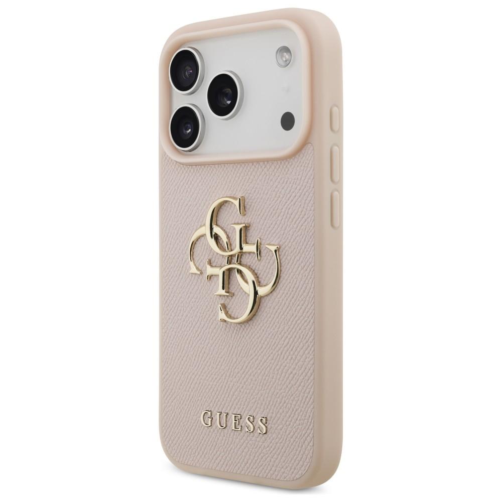 Guess Grained Big 4G & Classic Logo Case for iPhone 17 Pro Pink