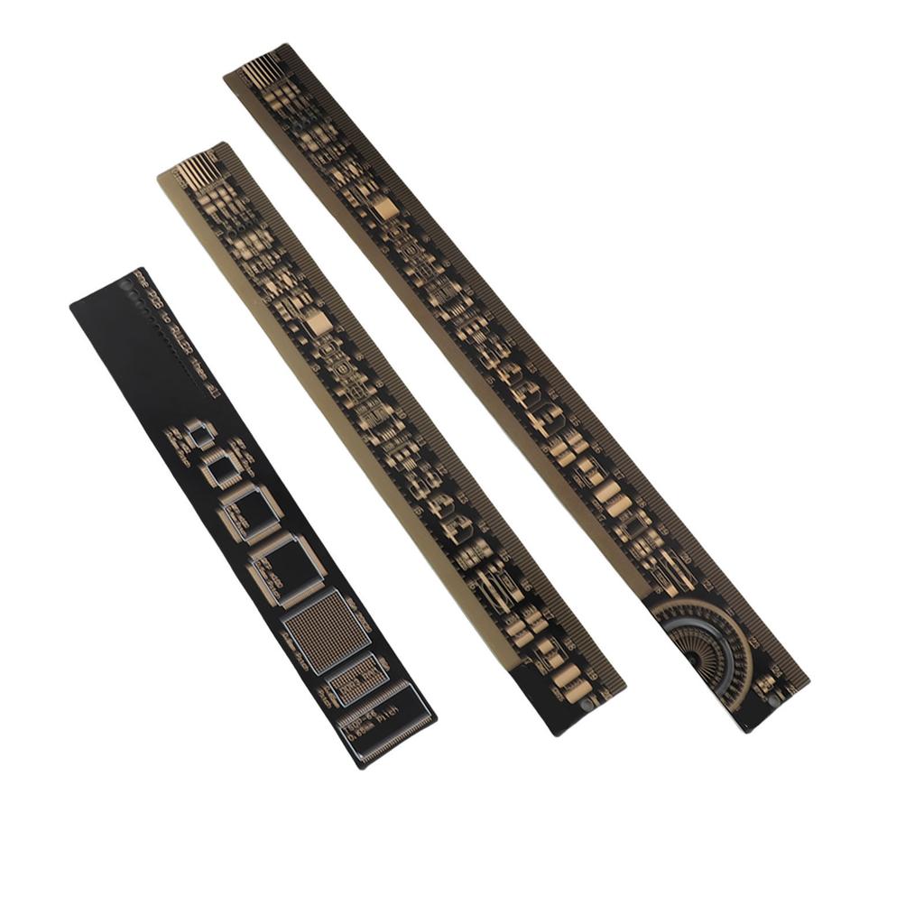 Multifunctional Gold Plated Ruler, 3 Pieces 6.3 or 7.87 or 10.23 Inch, Electronic Protractor, IC Wire Pitch, Resistance, PCB Measuring Gauge