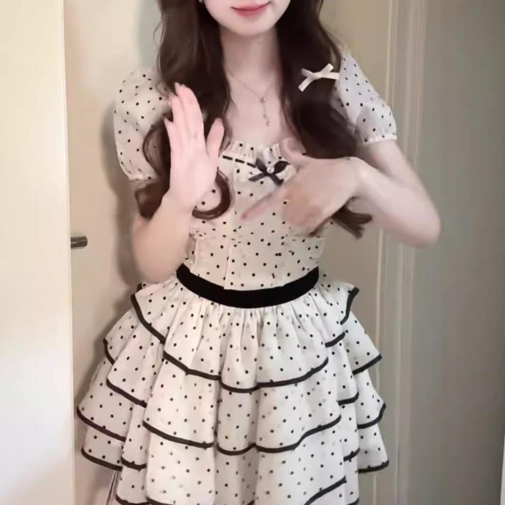 Polka dot tutu dress gentle girl dress sweet and cute waist senior birthday dress princess style cake dress