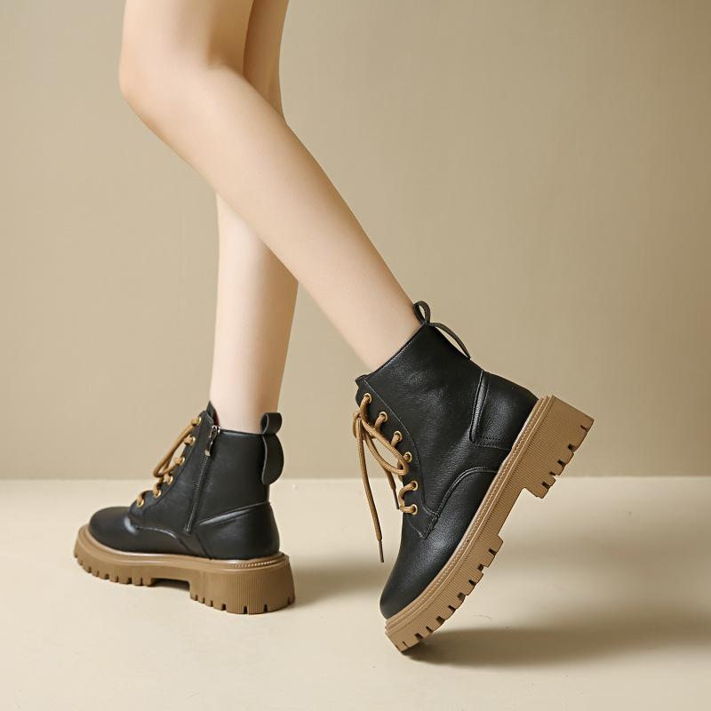 Short boots women's 2025  autumn and winter new British style single boots soft soled short boots show off small leather boots