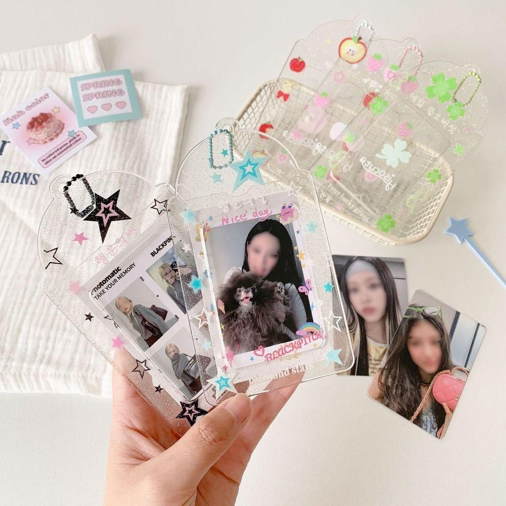 Cute Acrylic Card Holder 3 Inch Kawaii Photos Protective Cover Cartoon ID Card Card Holder Student