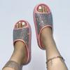 Fashion 2025 Women's New Women's Shoes with Diamond Face, Thin Flash Thick Bottom Slippers Sandals Outdoor Beach Slippers 36-45