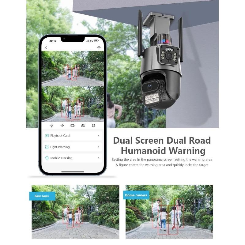 DBIT Wifi Camera 6MP 4K Dual Lens IP Camera Protection Waterproof Security CCTV Video Surveillance Camera