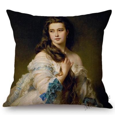 Franz Xaver Winterhalter Rococo Royal Court Princess Queen Beautiful Lady Portrait Oil Painting Sofa Pillow Case Cushion Cover