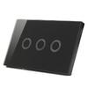 3 Gangs 3 Way ABS Panel Smart Wall Light Switch Wireless Touch Control Light Switch Black White Gold 120x70x40mm