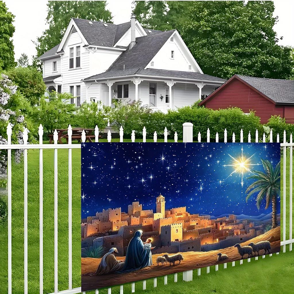 1pc Christmas Eve star Christmas Eve religious theme background cloth, party banner, holiday decoration Christmas Eve