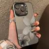 Luxury Black White Floral Pattern Phone Case For iPhone 17 Air 16 15 14 Pro Max 12 13 16 Plus Color Silver Electroplating Cover