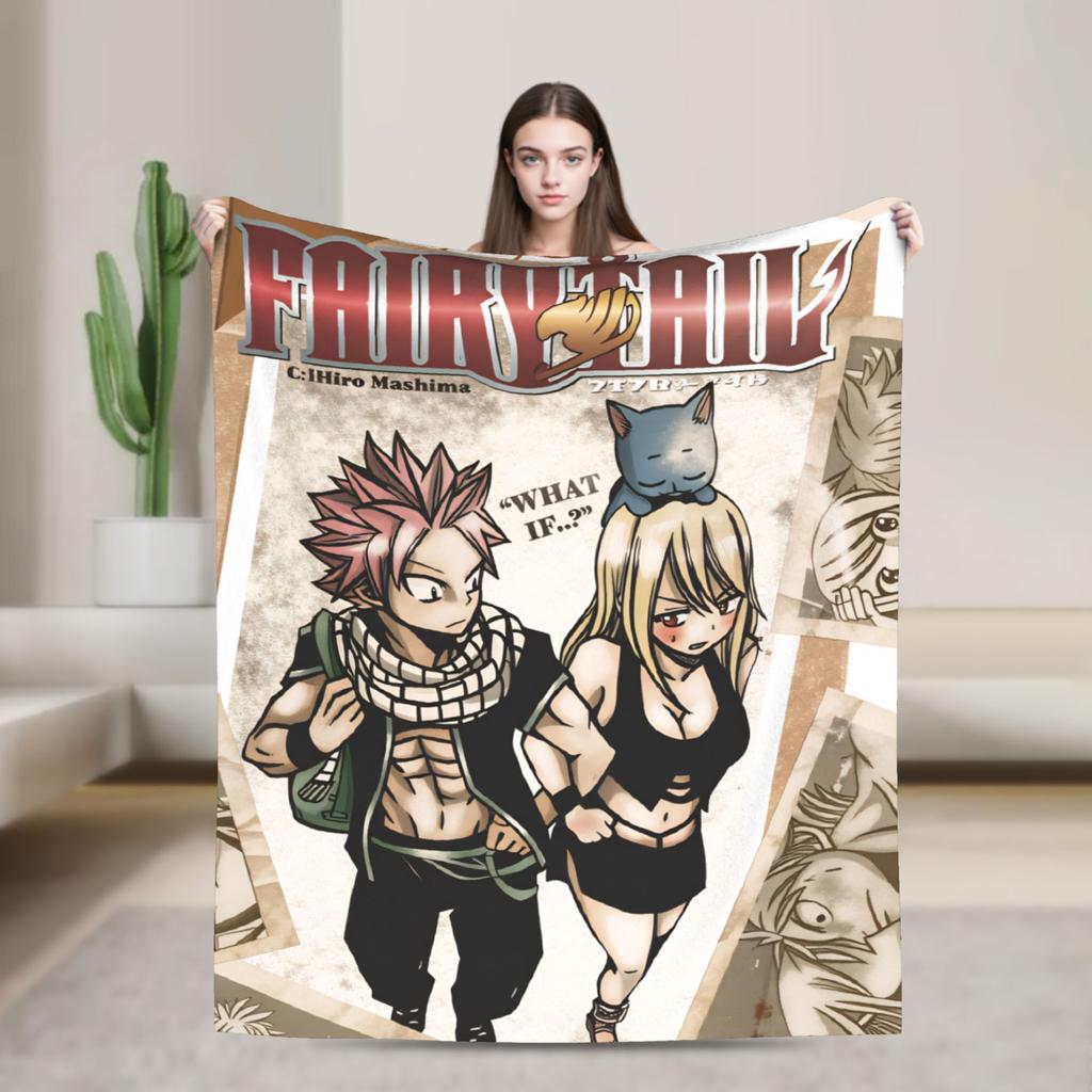Fairy Tail Warm Soft Blanket Japanese Anime Travel Plush Throw Blanket Aesthetic Couch Chair Flannel Bedspread Sofa Bed Cover