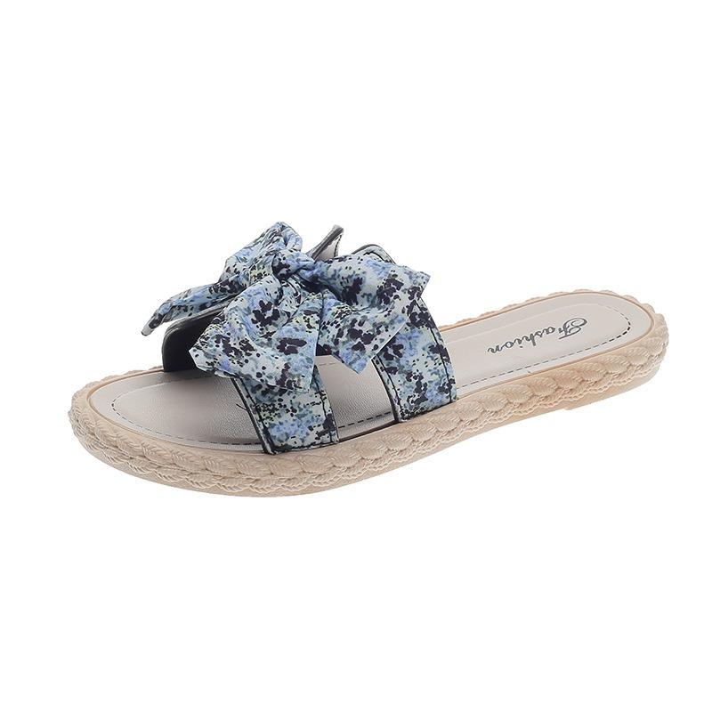 Slippers women's summer fashion versatile bow one-word outdoor non-slip beach sandals