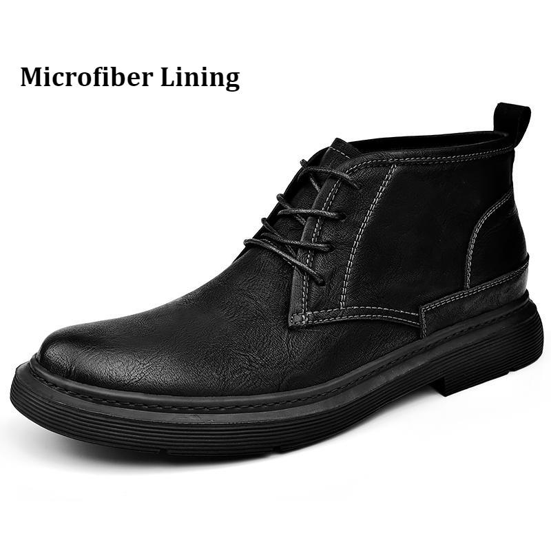 Men's Chukka Boots Casual Dress Ankle Boots Mid-Top Leather Shoes for Men Classic Men's Business Work Shoe