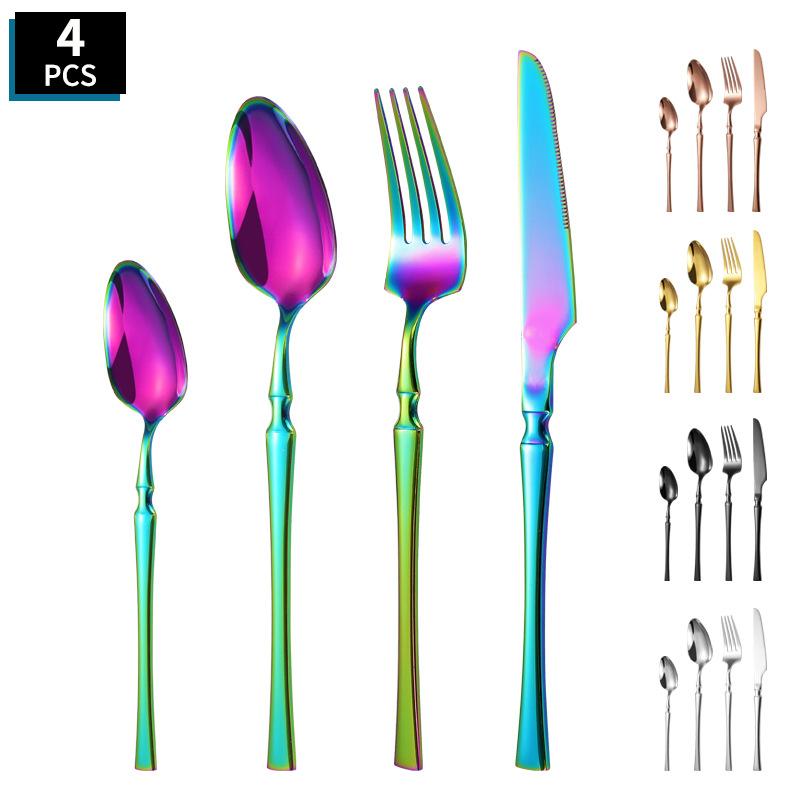 Stainless Steel Small Waist Molding Set, Knife, Fork, Spoon, Set for Hotel, Family Dinner, Out, Non-slip, Feel Good, Full Sets