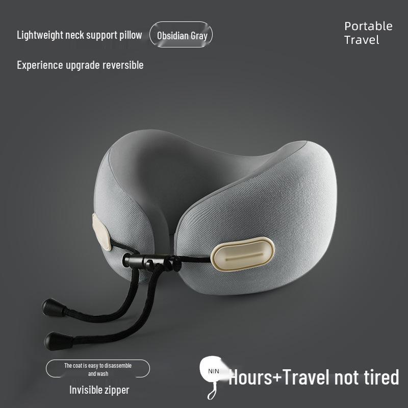 Portable U-Shaped Travel Neck Pillow for Long-Distance Car Rides - Collapsible Cervical Support Pillow