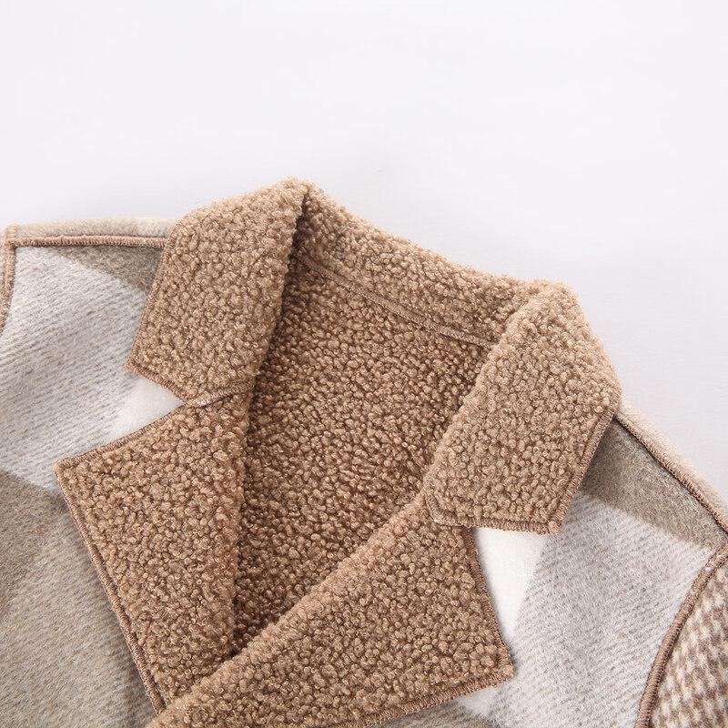 Manteau d'hiver épais et chaud à carreaux avec revers pour garçon Montagut