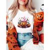 Halloween Themed T-shirt with Skull and Pumpkin Design, Perfect for Wearing Casual Sleeve Harajuku Streetwear T-shirt