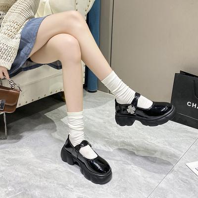 Platform Mary Jane Shoes Women'S Spring College Style Small Leather Shoes Pork Kidney Shoes Thick Heel Single Shoes