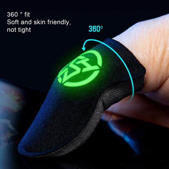 2Pcs Gaming Finger Covers Luminous Sensitive High Elasticity Sweat-proof Non-slip Touch Screen 0.3mm Ultra-thin Mobile Gaming Thumb Gloves Sleeves