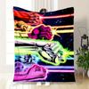 Neon Power Fist Gloves: Electrify Your Style!Blanket Flannel Throw Blanket for Sofa, Bed, Travel, Camping, Office, Couch, Chair