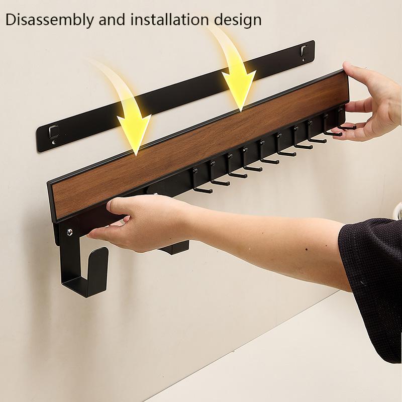 Walnut kitchen hook rack, kitchenware spatula storage rack, lid rack, spatula storage rack, knife holder, hanging rod