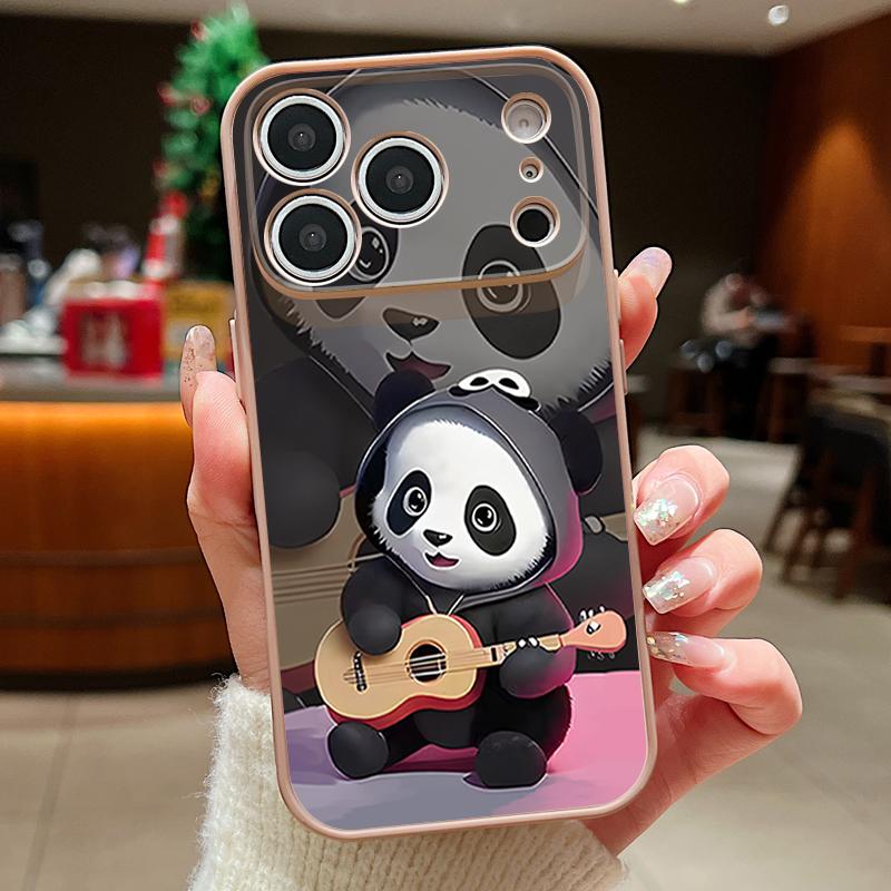 Guitar-playing Panda Case For iPhone 17 Pro Max Magnetic For Magsafe Skin Feeling Cover For iPhone 16 15 14 13 Pro Max