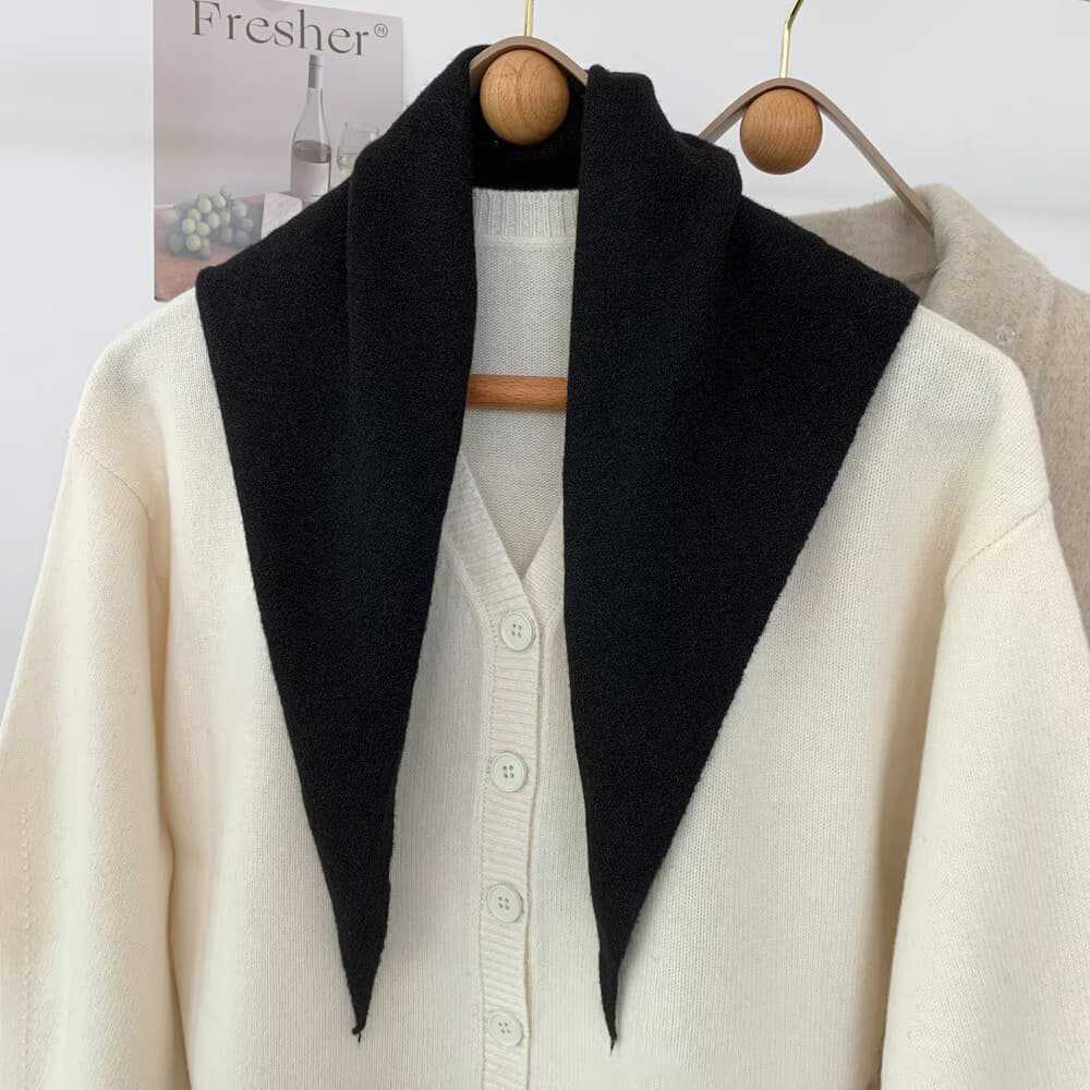 Solid color multi-functional knitted scarf autumn and winter triangle scarf headscarf thermal shawl knitted scarf face scarf