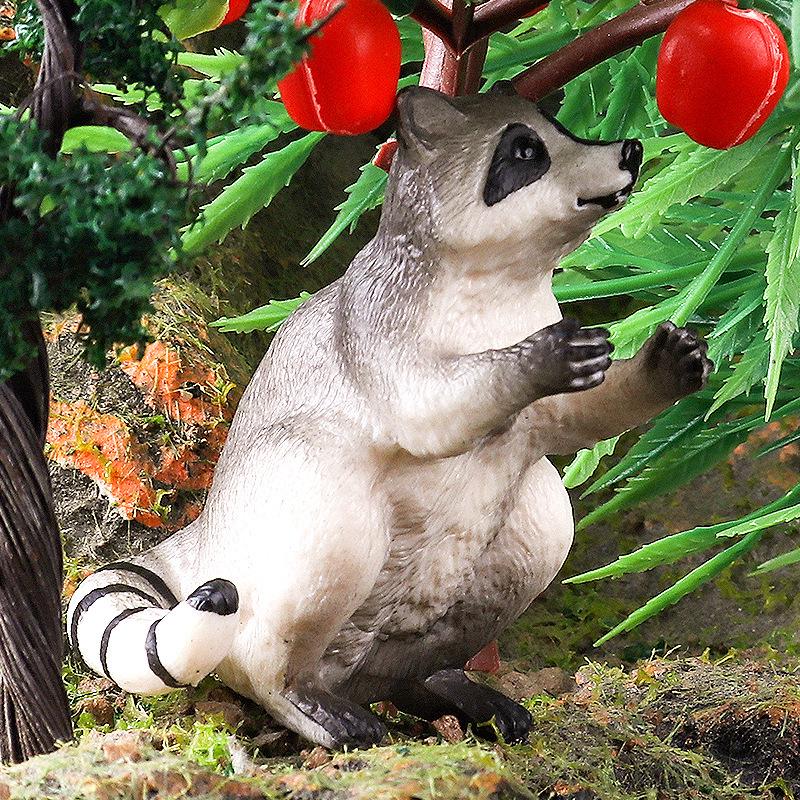 Wild Animal Simulation Model: Raccoon, Angora Goat, Squirrel Ornament Toy Set