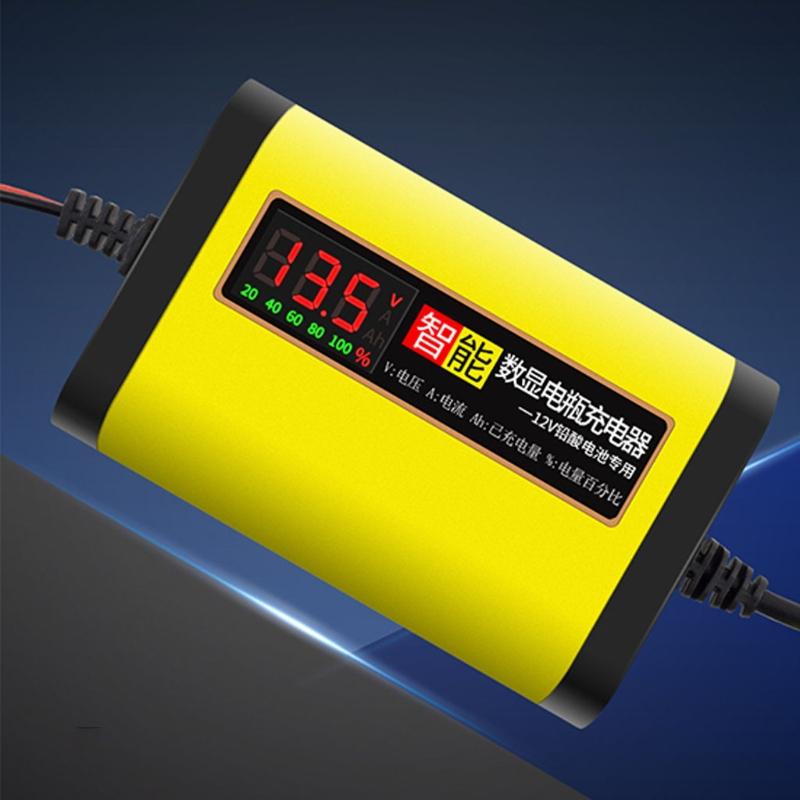 Uniwersalna ładowarka akumulatorów kwasowo-ołowiowych do motocykli 12 V, inteligentna naprawa impulsów, wyświetlacz LED pojemności