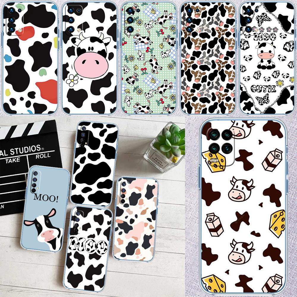 Cartoon Art Cow Transparent Phone Case for Motorola Moto G7 G8 G9 G84 G85 G73 G24 G15 Z2 Play Power Plus
