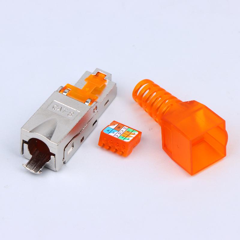 1Pc Rj45 Cat8 Cat7 Cat6A Connectors Tool-Free Zinc Alloy Shielded Ethernet Termination Plugs For 23Awg Sftp Cables