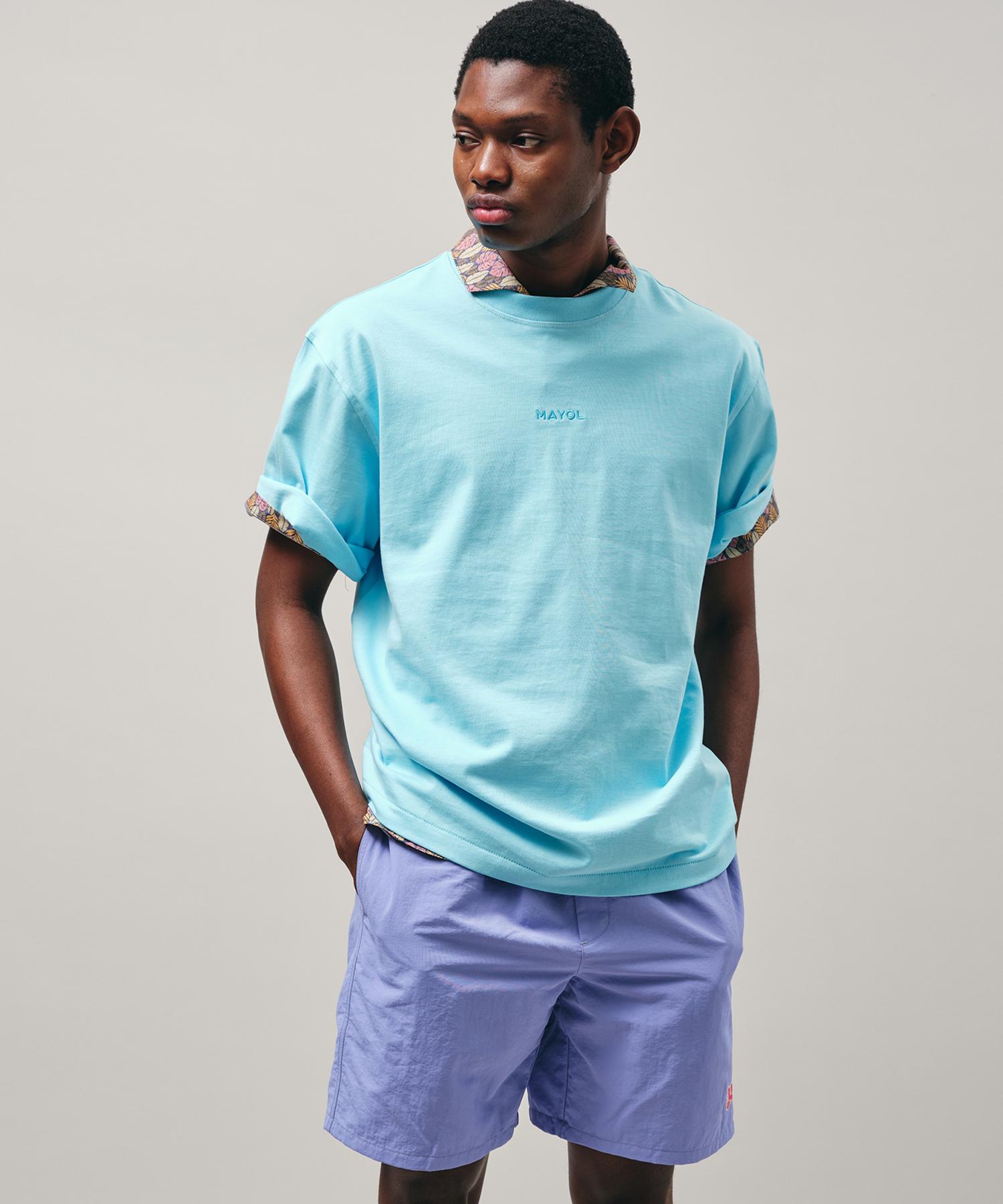 Mayol Logo Embroidered Short Sleeve Crew Neck_Sky Blue Note/Xl
