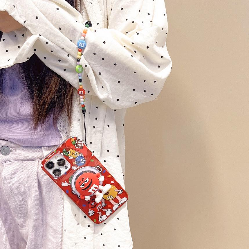 iPhone 16 Magnetic Charging Bright Red M Bean 17 Case with Stand for Apple 15 Pro/14 Large Hole