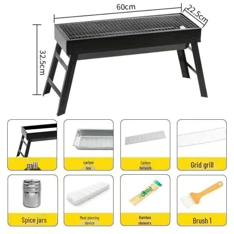 Portable Folding Charcoal Grill Set for Outdoor Camping and Barbecues