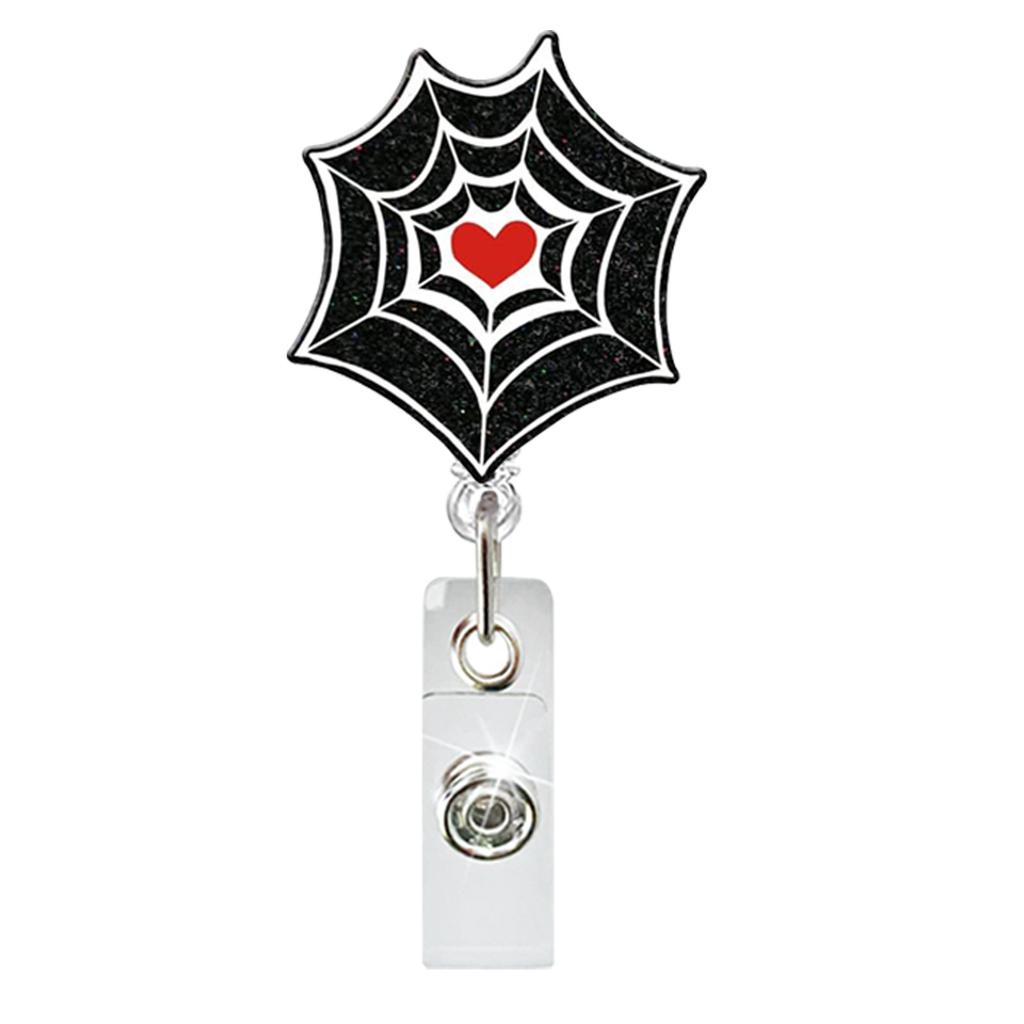 Halloween Badge Reel Bat Spider Web Ghost Pumpkin Retractable Id Badge Holder With 360 Rotating Alligator Clip Nurse Name Holder