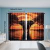 2pcs   Elegant Elephant Sunset Water Reflection Artwork Pattern Curtains Light Filtering Polyester Rod Pocket Design for Bedroom