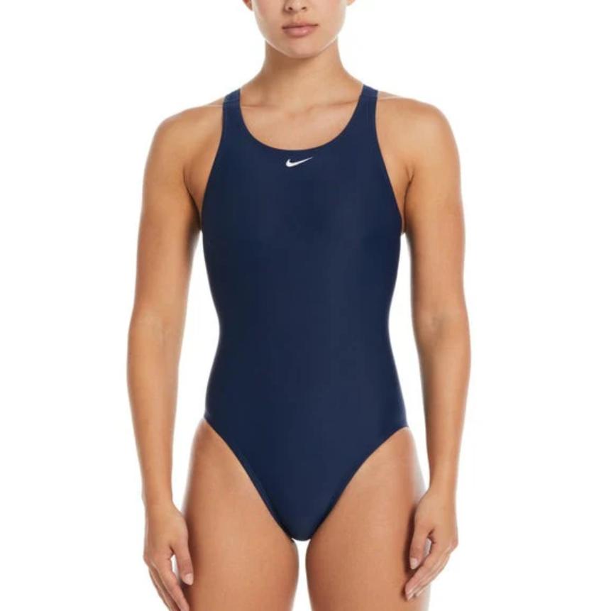 Nike Solid Color Casual Sleeveless One-Piece Swimsuit Women swimsuit Navy-Blue NESS8370-440