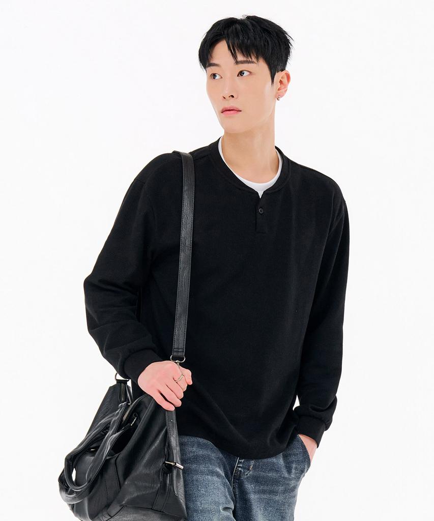 CHASECULT Men'S Neck Variation Layered Long Sleeve T-Shirt-Fark5114B03