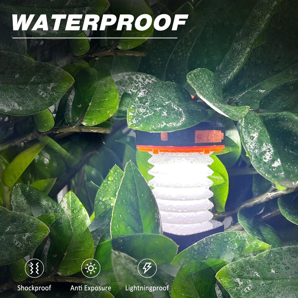 D5 Portable Camping Light Rechargeable Foldable LED Lantern Solar USB Charging,Hanging Flashlight,Power Bank,Outdoor,BBQ,Fishing